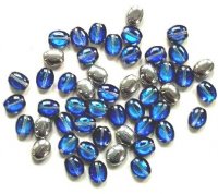 50 8x6mm Crystal Blue Iris Flat Oval Glass Beads